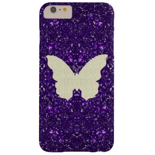 Lace Butterfly On Purple Glitter iPhone 6 Case