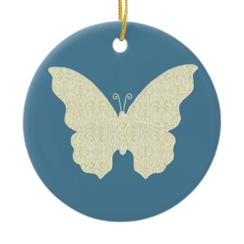 Lace Butterfly Round Ornament
