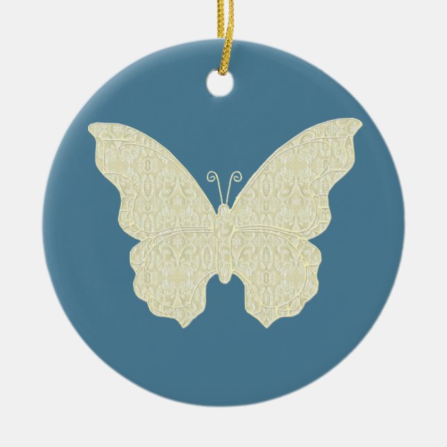 Lace Butterfly Round Ornament (Front)
