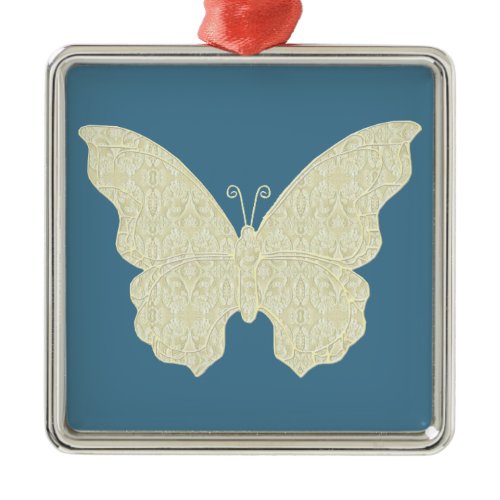 Lace Butterfly Square Ornament