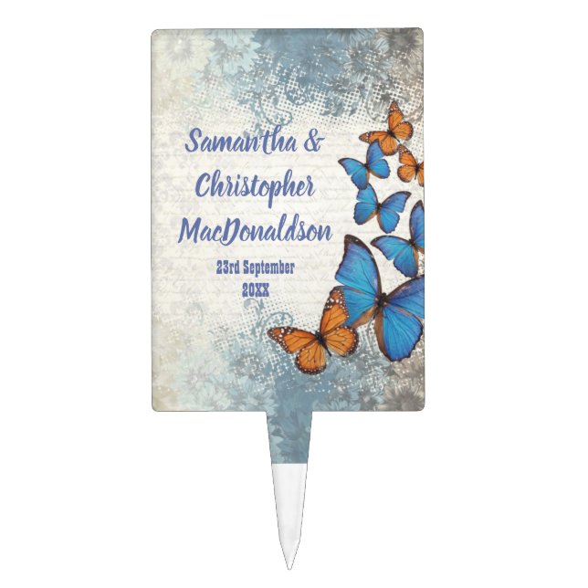 Lace butterfly wedding cake topper (Front)