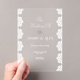 Lace Chic White Wedding Invitation