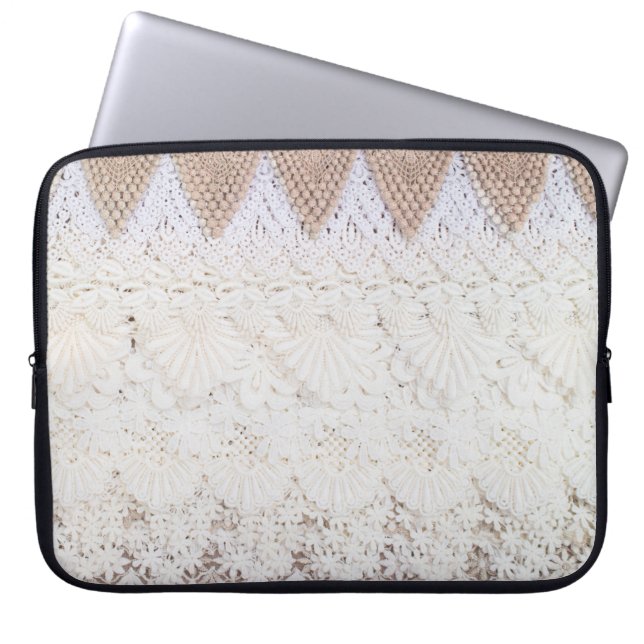 Lace cloth background and texture laptop sleeve (Front)