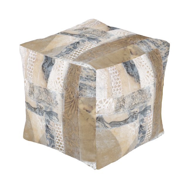 Lace Collage I Pouf (Angled Front)