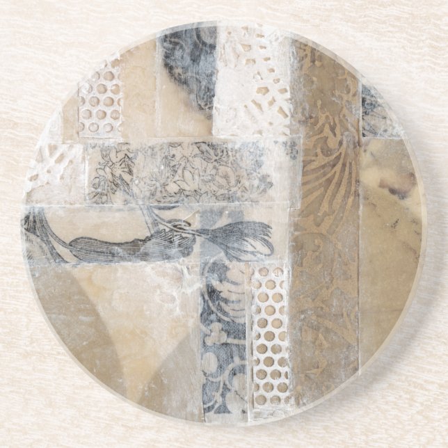 Lace Collage I Sandstone Coaster (Front)
