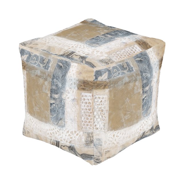 Lace Collage II Pouf (Angled Front)