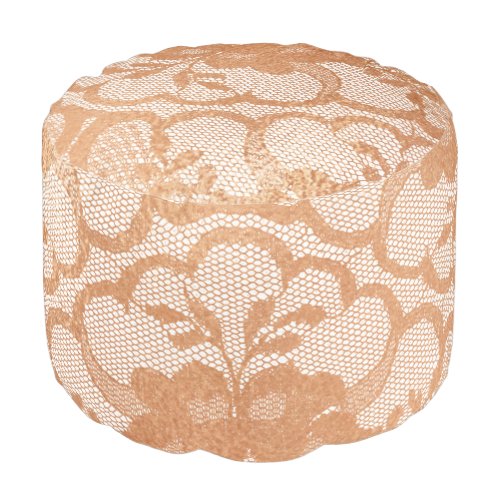 Lace Copper Rose Gold Floral Glam White Royal Pouf