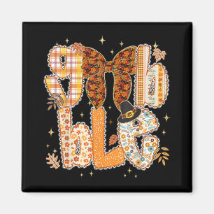 Lace Coquette Thanksgiving Gobble Preppy Turkey Fa Magnet
