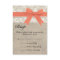 Lace & Coral Ribbon and Burlap Wedding RSVP Card