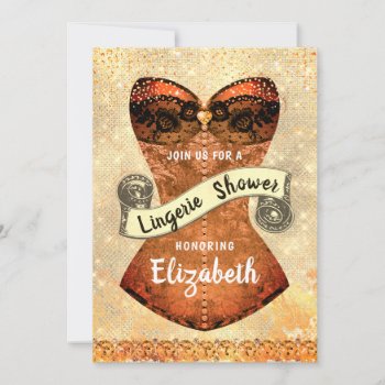 Lace Corset Lingerie Bridal Shower Invitation by lesrubaweddings at Zazzle