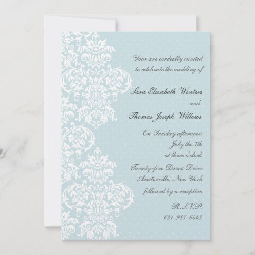 Lace Cover Blue Wedding Invitation
