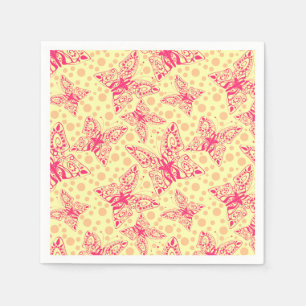 lace crimson butterflies on yellow polka dot  napkins