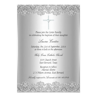 Lace & Cross Baptism/Christening Invitation
