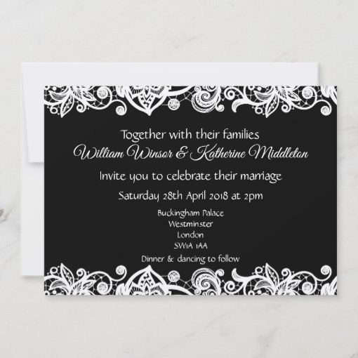 Lace custom Wedding Invitation double sided | Zazzle