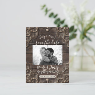 Lace & Dark Wood Rustic Vintage Save the Date Invitation