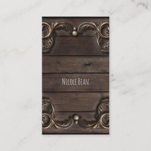 Lace  Dark Wood Rustic Vintage Western Elegant Business Card