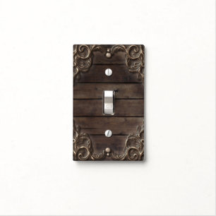Lace & Dark Wood Rustic Vintage Western Glam Light Switch Cover