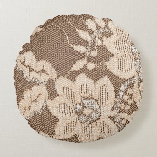 Lace Delicacy White Fabric Artistry Round Pillow