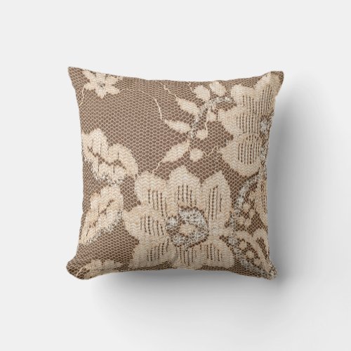 Lace Delicacy White Fabric Artistry Throw Pillow