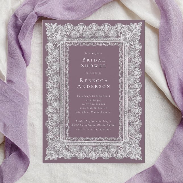 Lace Doily Blush Purple Elegant Bridal Shower Invitation (Creator Uploaded)
