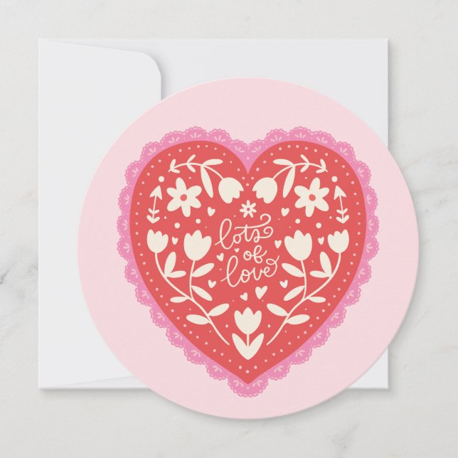 Lace Doily Heart Hand-Drawn Valentine's Day Holiday Card (Front)