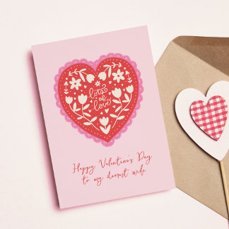 Lace Doily Heart Hand-Drawn Valentine's Day Holiday Card