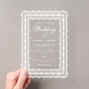 Lace Doily Wedding Acrylic Invitations