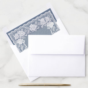Lace Dusty Blue Old money Wedding Envelope Liner