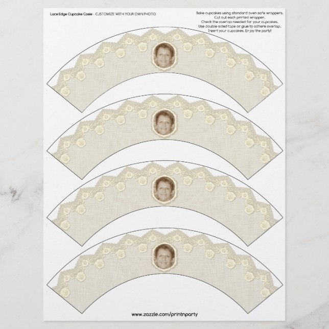 Lace Edge Cupcake Cosie - Beige - Customizable (Front)