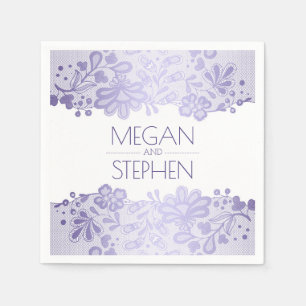 Lace Elegant Lavender Purple Wedding Napkins
