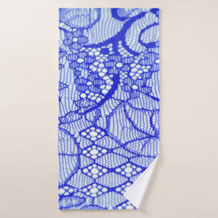 Lace fabric in blue. Royal Blue Couture Lace Patch Bath Towel