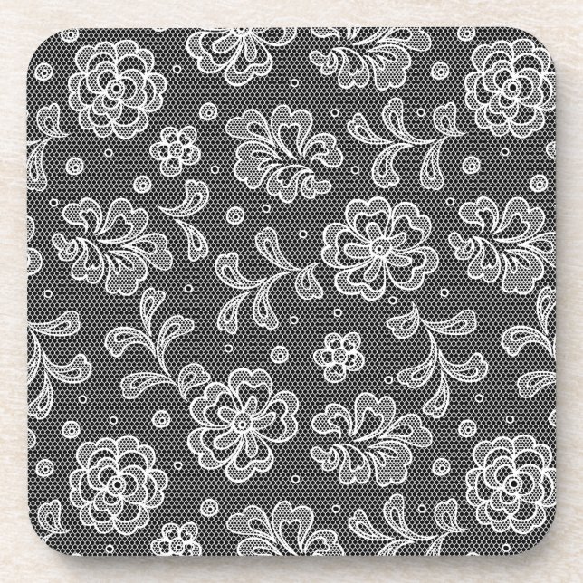 Lace fabric pattern 1 beverage coaster (Front)