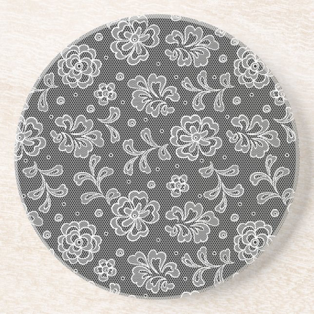 Lace fabric pattern 1 drink coaster (Front)
