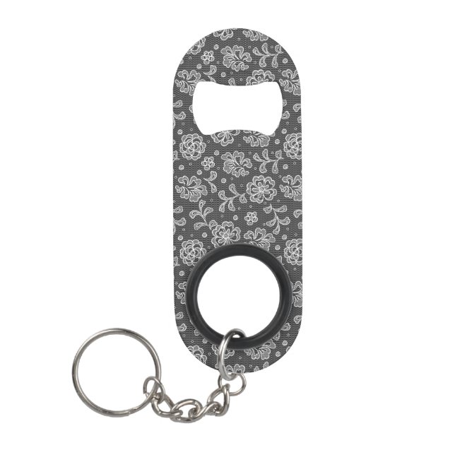 Lace fabric pattern 1 keychain bottle opener (Front)