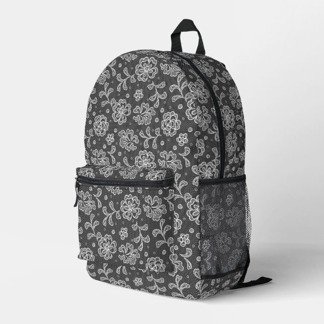 Lace fabric pattern 1 printed backpack (Back Corner Right)