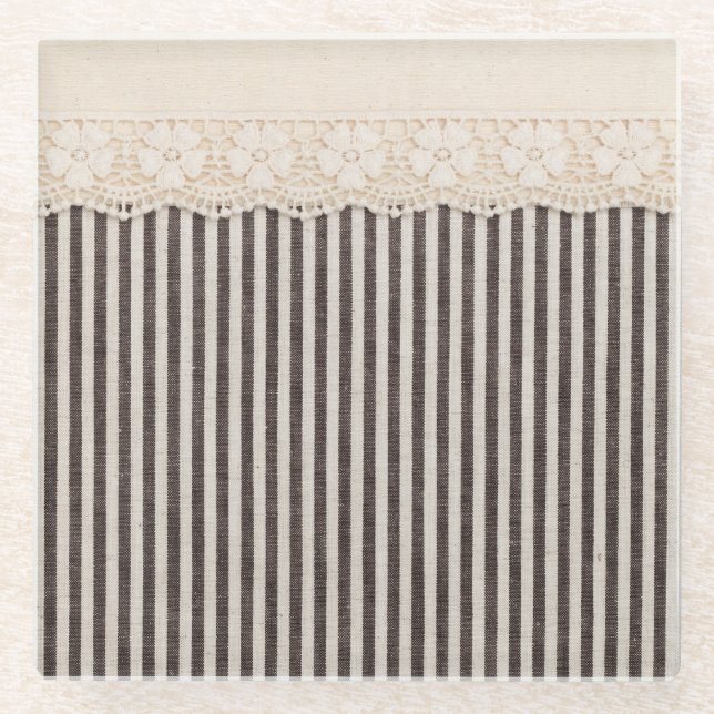 Lace fabric textile texture, background pattern. glass coaster (Front)