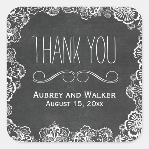 Lace Floral Chalkboard Wedding Favor Stickers