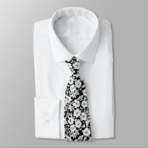 Lace Flower White Pattern Neck Tie