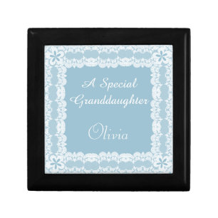 Lace Frame Blue Granddaughter Personalized Keepsake Box