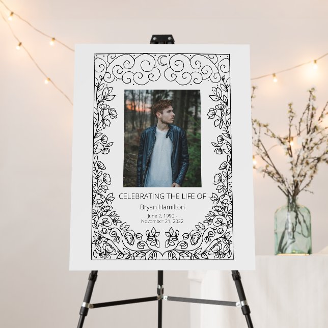Lace Frame Funeral Celebration of Life Sign (In Situ (Stand))