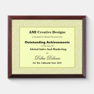 "Lace Framed" Award Plaque