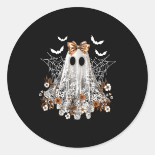 Lace Ghost Coquette Bow Vintage Women Girls Hallow Classic Round Sticker