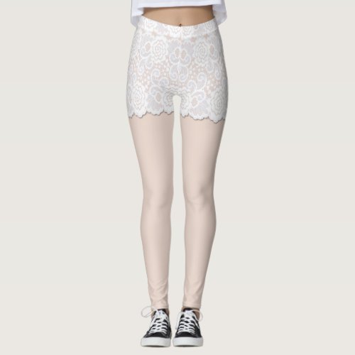 Lace Girdle Look Spandex Leggings