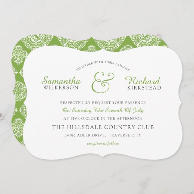 Lace GREENERY Wedding Invitation (Front/Back)