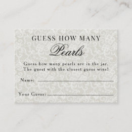 Lace Guess How Many Pearls Bridal Shower Game Enclosure Card