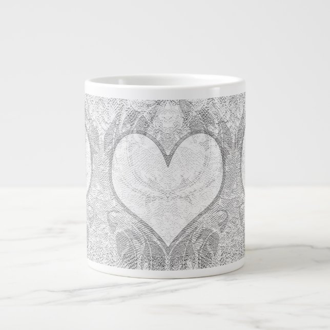 Lace Heart Add Text Giant Coffee Mug (Front)