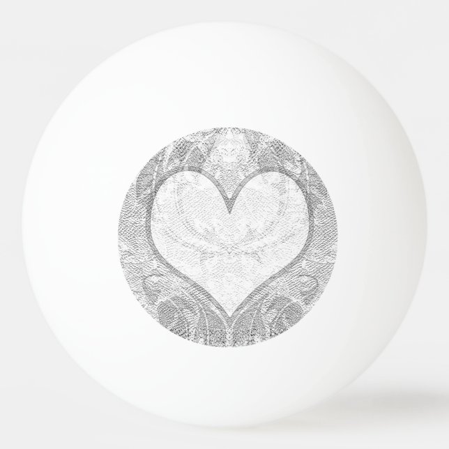 Lace Heart Add Text Ping Pong Ball (Front)