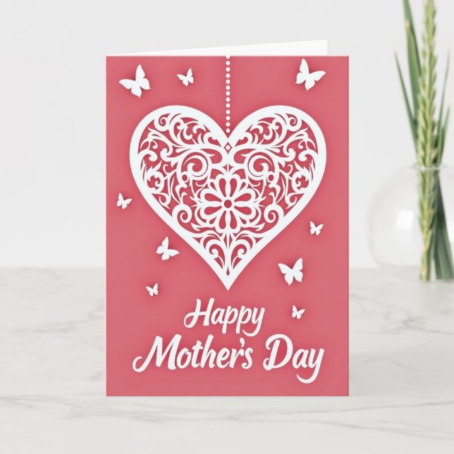 Lace Heart Mothers Day Card (Front)