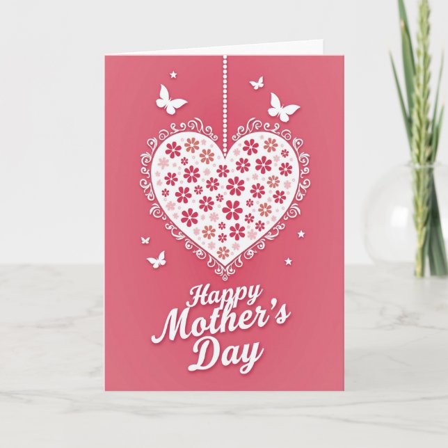 Lace Heart Mothers Day Floral Card (Front)