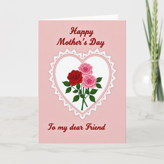 Lace Heart Mothers Day Friend Card (Front)